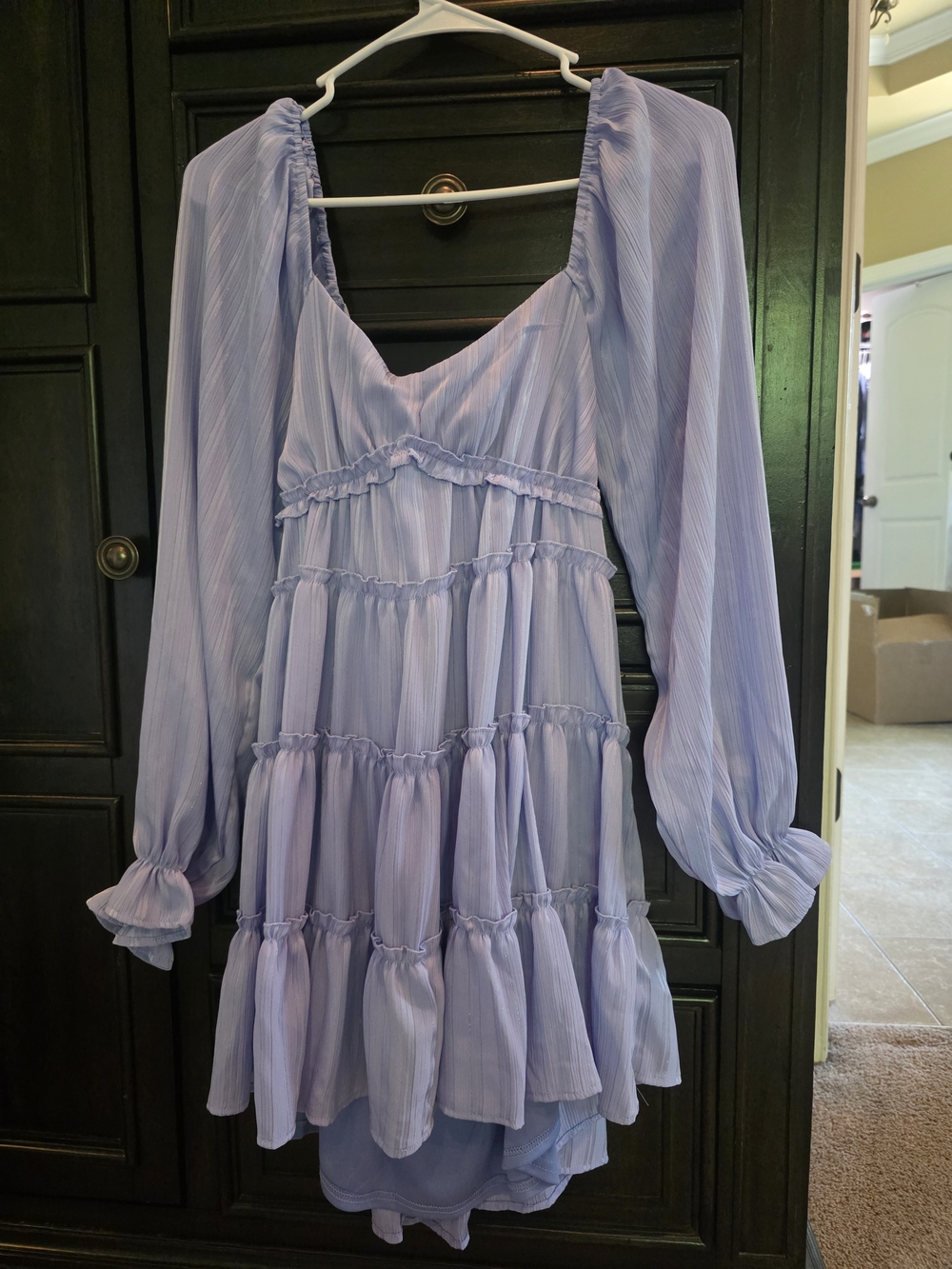 Altar'd State Lavender Long Sleeve Tiered Mini Dress